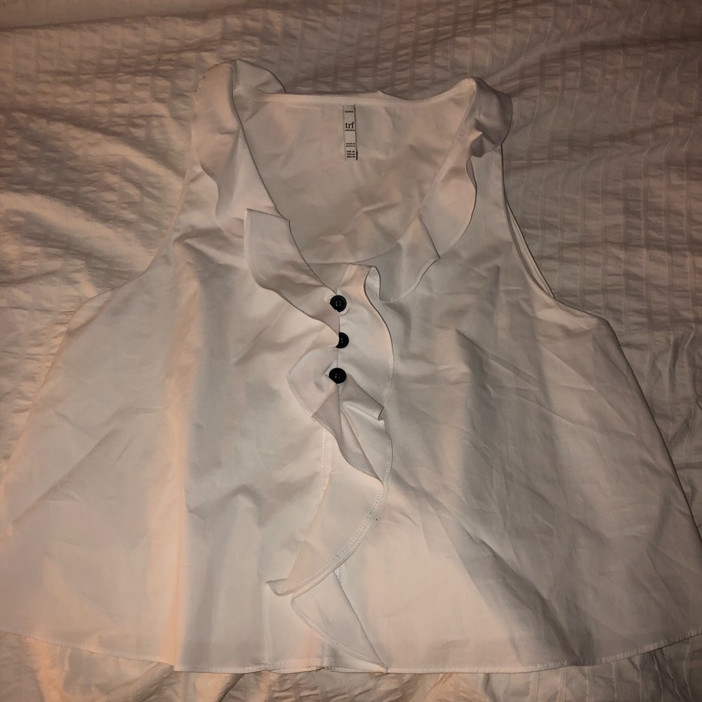 Zara white cropped blouse